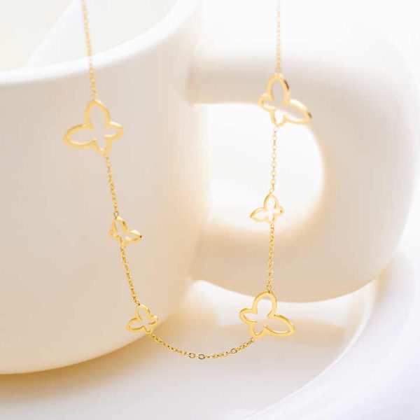 Stainless Steel 18k Gold Plated Butterfly Shape Gifts Trendy Charm Ins Bew Design Fashion Jewelry Necklaces