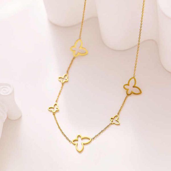 Stainless Steel 18k Gold Plated Butterfly Shape Gifts Trendy Charm Ins Bew Design Fashion Jewelry Necklaces