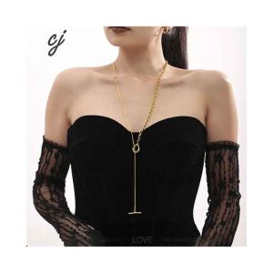 Fashion Sweater Chain Snake Chain 18k Gold Plated Tarnish Free Stainless Steel Long Necklace Jewelry for Women