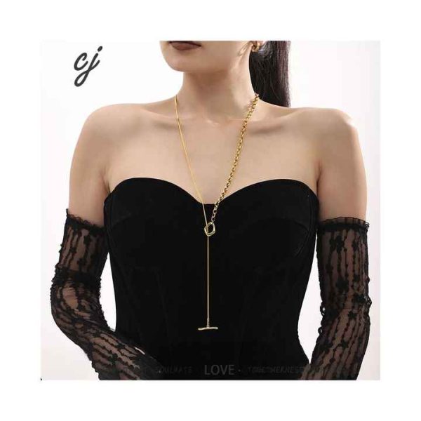 Fashion Sweater Chain Snake Chain 18k Gold Plated Tarnish Free Stainless Steel Long Necklace Jewelry for Women