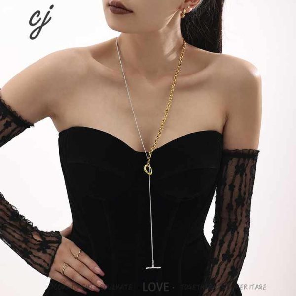 Fashion Sweater Chain Snake Chain 18k Gold Plated Tarnish Free Stainless Steel Long Necklace Jewelry for Women