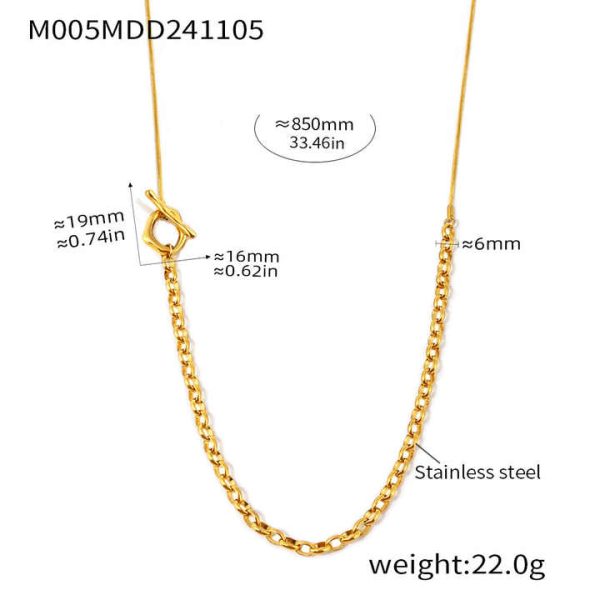 Fashion Sweater Chain Snake Chain 18k Gold Plated Tarnish Free Stainless Steel Long Necklace Jewelry for Women