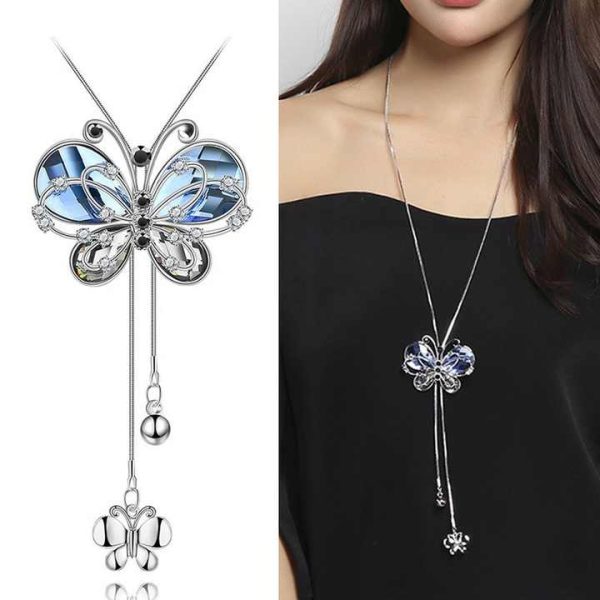 Niche Design Sense Autumn and Winter Crystal Sweater Chain Long All-matching Necklace Ladies Temperament Coat Accessories