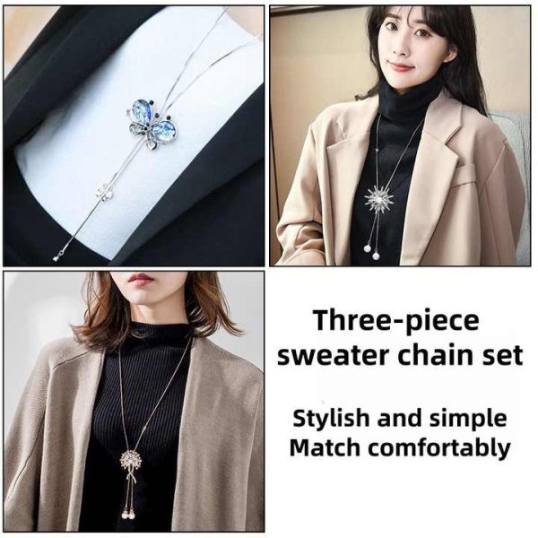 Niche Design Sense Autumn and Winter Crystal Sweater Chain Long All-matching Necklace Ladies Temperament Coat Accessories