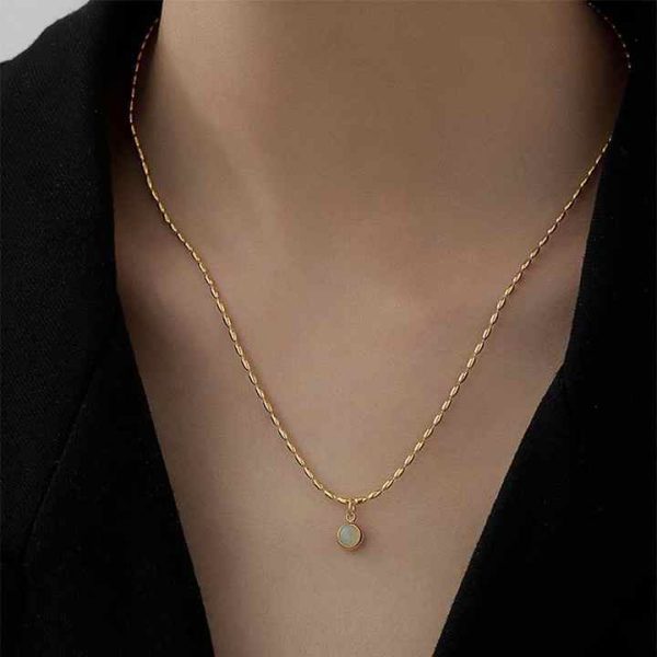 Vintage Jewelry Non Tarnish 18k Gold Plated Round Pendent Necklace No Fade Stainless Steel Clavicular Chain Necklace for Woman