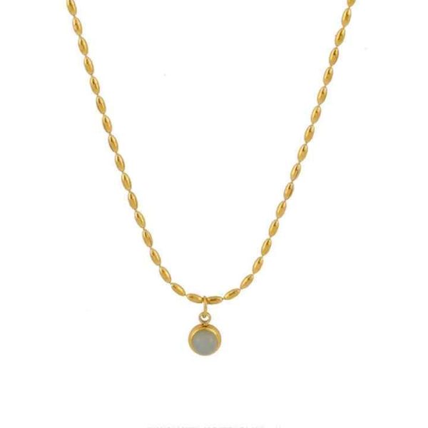 Vintage Jewelry Non Tarnish 18k Gold Plated Round Pendent Necklace No Fade Stainless Steel Clavicular Chain Necklace for Woman