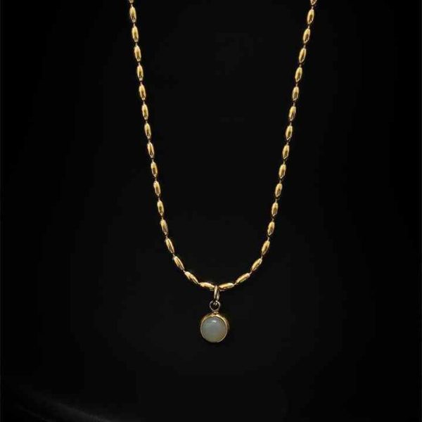 Vintage Jewelry Non Tarnish 18k Gold Plated Round Pendent Necklace No Fade Stainless Steel Clavicular Chain Necklace for Woman