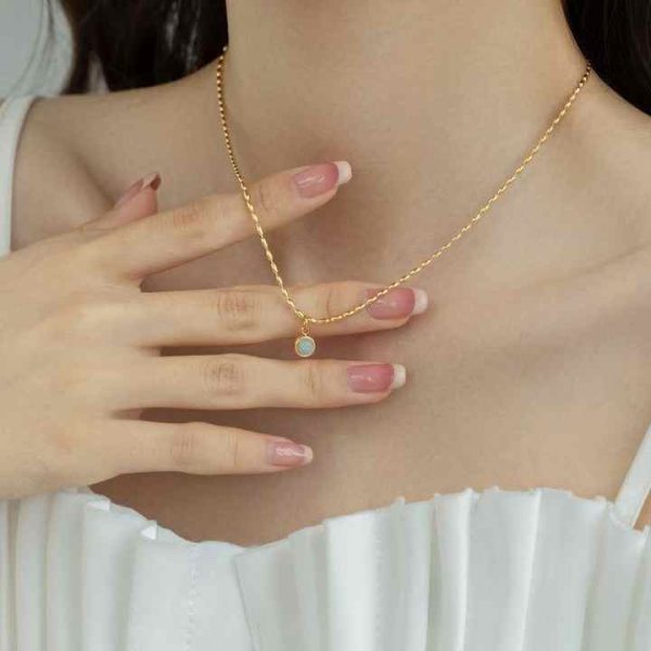 Vintage Jewelry Non Tarnish 18k Gold Plated Round Pendent Necklace No Fade Stainless Steel Clavicular Chain Necklace for Woman