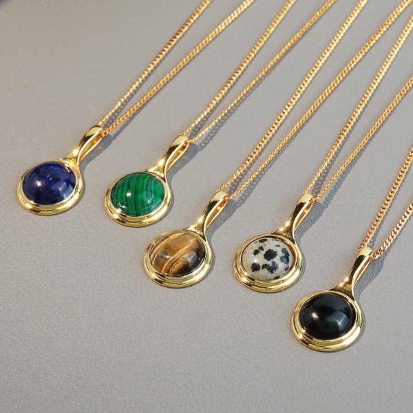 Fashion Vintage tiger Eye Stone Pendant Sweater Chain Women's Necklace