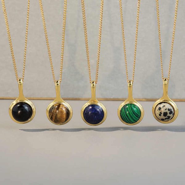 Fashion Vintage tiger Eye Stone Pendant Sweater Chain Women's Necklace