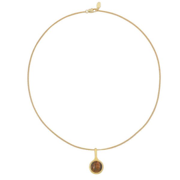 Fashion Vintage tiger Eye Stone Pendant Sweater Chain Women's Necklace