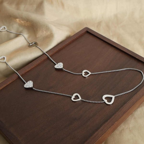Wholesale Bulk New Design Gold Plated Double Layer Heart Long Sweater Chain Necklace Jewelry for Women