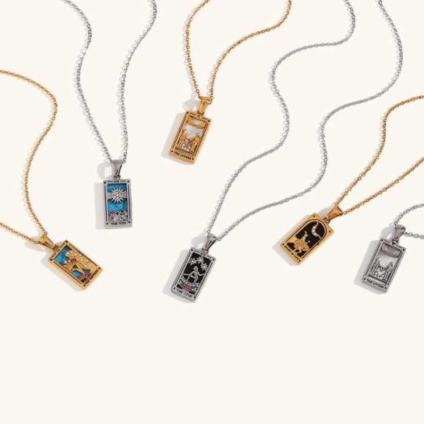 Hot Sale New Tarot Necklace Stainless Steel Plated 18K Gold Versatile Fashion Light Luxury Sweater Chain Jewelry