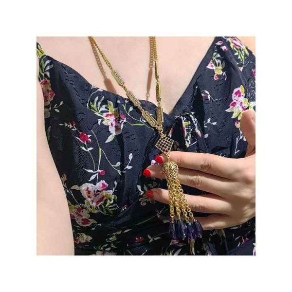 Competitive Price Women's Fashion Trend Sweater Chain Necklace Retro Bell Necklace Sweater Chain Accessories for Anniversary