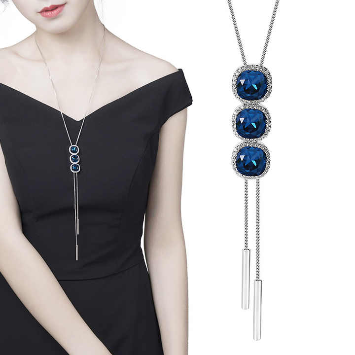 LK10136 Fashion Long Chain Necklace Crystal Necklace With Tassel Women Sweater Chain Necklace