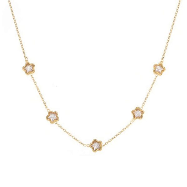 Wholesale Fine Jewelry Women Necklace Gold Plated Zircon Flower Charms Choker Necklaces