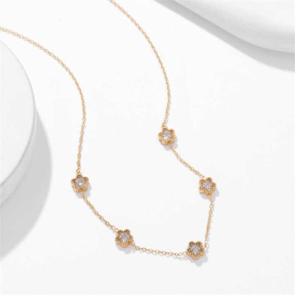 Wholesale Fine Jewelry Women Necklace Gold Plated Zircon Flower Charms Choker Necklaces