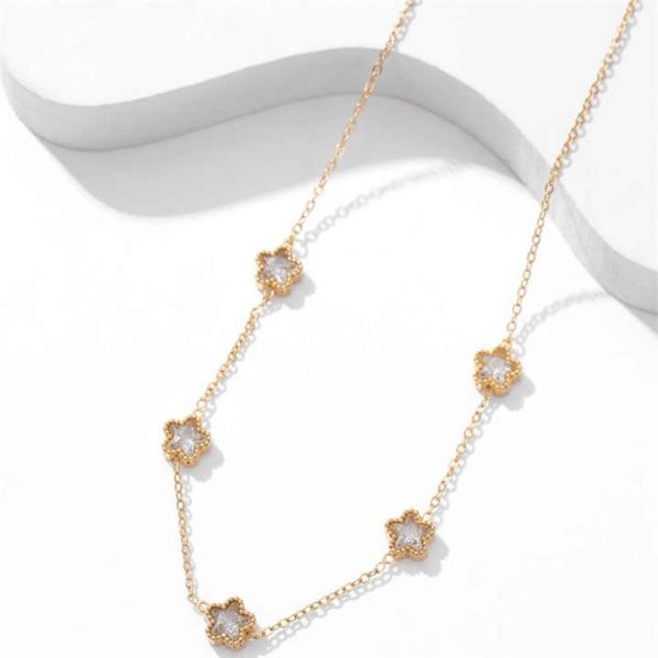 Wholesale Fine Jewelry Women Necklace Gold Plated Zircon Flower Charms Choker Necklaces