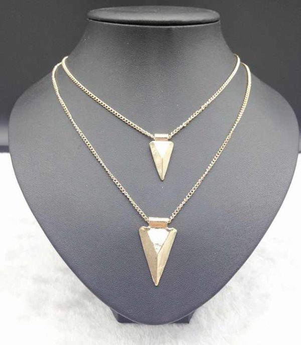 Simple Triangular Geometry Hallow Pendant Necklace