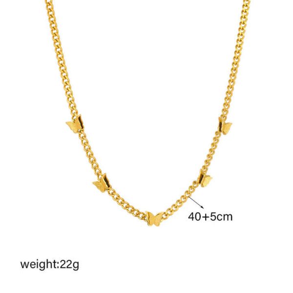 Fashionable and Minimalist Metal Retro Three-dimensional butterfly Chain Titanium Steel Accessory Necklace