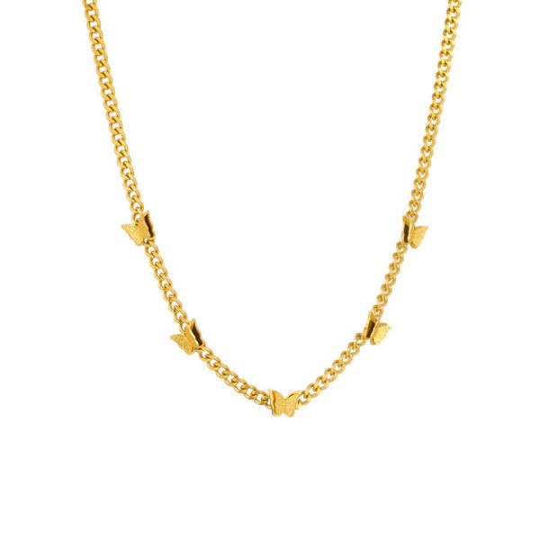Fashionable and Minimalist Metal Retro Three-dimensional butterfly Chain Titanium Steel Accessory Necklace