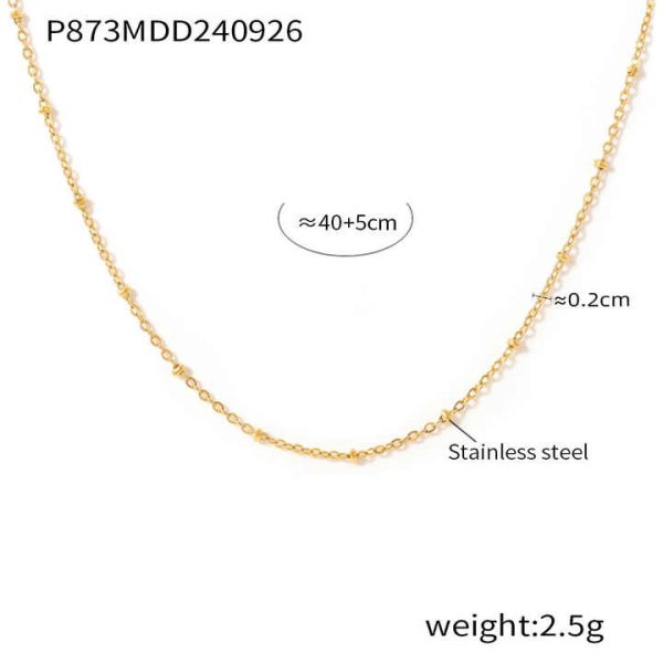 Fashion Geometric Heart Shape Double Layer Twin Clavicle Bead Chain Stainless Steel PVD 18K Gold Plating Necklace for Women