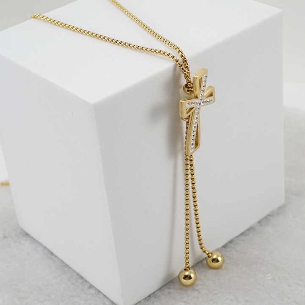 Luxury 18K Gold Plated Stainless Steel Long Necklace Chokers New V Shaped Sweater Chain Necklace for Women Jewelry Gifts