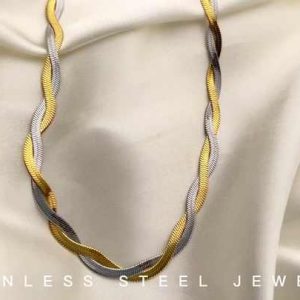 Trendy 18K Gold Plated Stainless Steel Necklace for Women - Non-Tarnish Waterproof Link Chain Sweater Jewelry