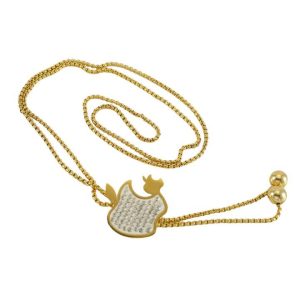 Stainless Steel Link Chain Necklace with Simulated Diamonds for Women, Anniversary Gift Jewelry