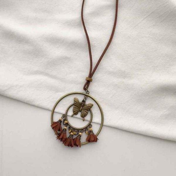 Fashion Bohemian Style Sweater Necklace Accessories Vintage Pendant With Tassel