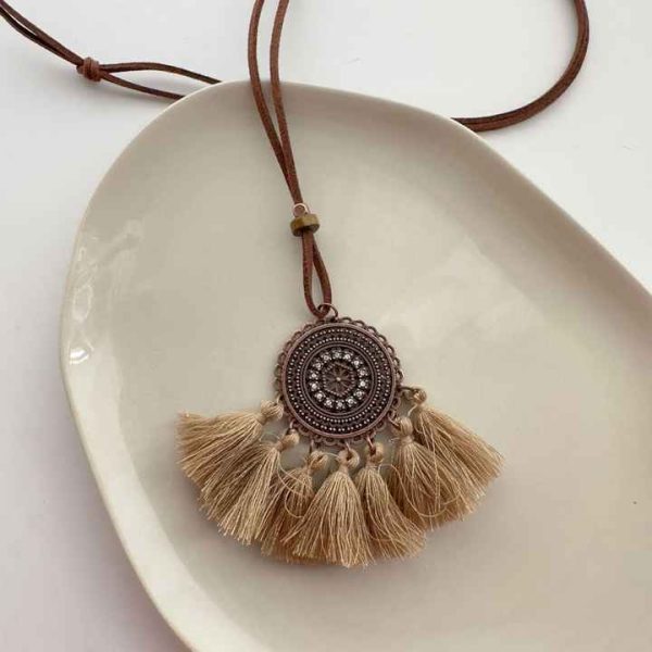 Fashion Bohemian Style Sweater Necklace Accessories Vintage Pendant With Tassel