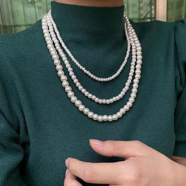 Fashion Women's Long-sweater Chain Necklace with Multi-layer Pearl Japanese and Korean New Religious Style Pendant Nature