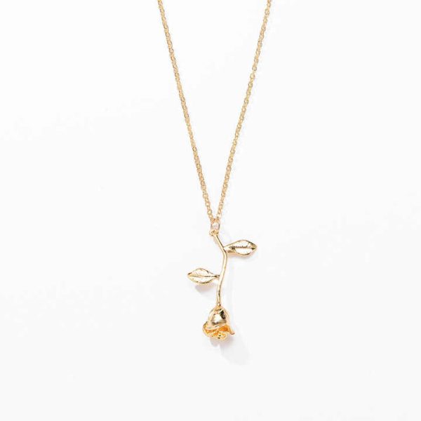 Wholesale Elegant Gold Rose Necklace Fashionable Religious Colorful Choker for Valentine's Day or Gift with Zircon Designs