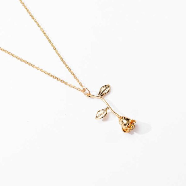 Wholesale Elegant Gold Rose Necklace Fashionable Religious Colorful Choker for Valentine's Day or Gift with Zircon Designs