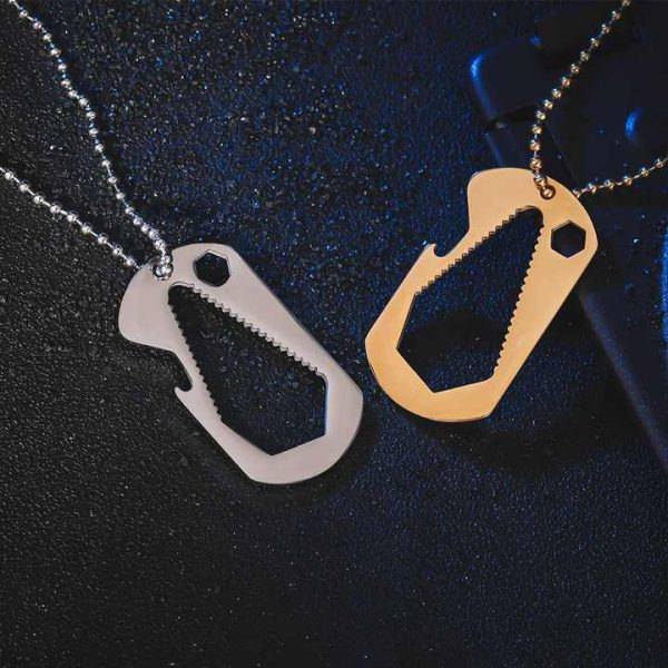 Hip Hop Jewelry Fashion Gold Men Women Personalized Wrench Corkscrew Army Irregular Geometric Pendant Necklace