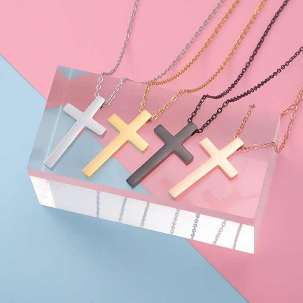 Fashion Customized Stainless Steel Jewelry Personalized Simple Cross Pendant Necklace for Men Wholesale