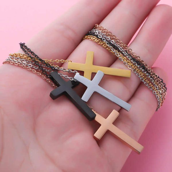Fashion Customized Stainless Steel Jewelry Personalized Simple Cross Pendant Necklace for Men Wholesale