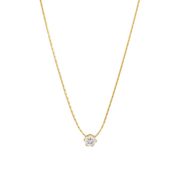 2025 New Waterproof 18K Gold Plated Round Zirconia Heart Pendant Tiny Dainty Chain Necklace Stainless Steel Fashion Jewelry