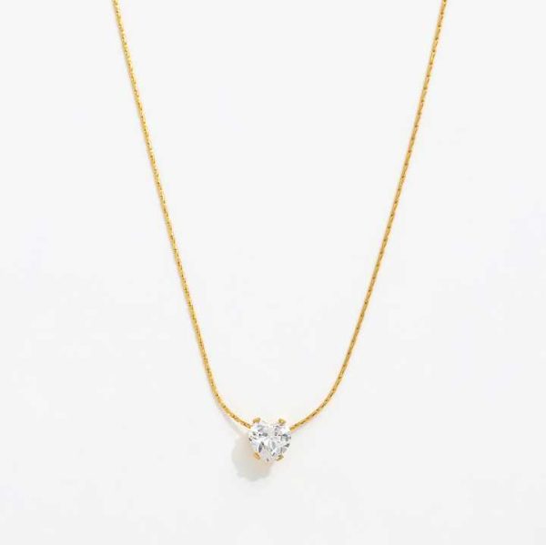 2025 New Waterproof 18K Gold Plated Round Zirconia Heart Pendant Tiny Dainty Chain Necklace Stainless Steel Fashion Jewelry