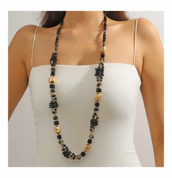 Jiojew Custom Wholesale Fashion Fine Handmade Natural Stone Jewelry Crystal Bohemia Long Sweater Chain Necklace for Women