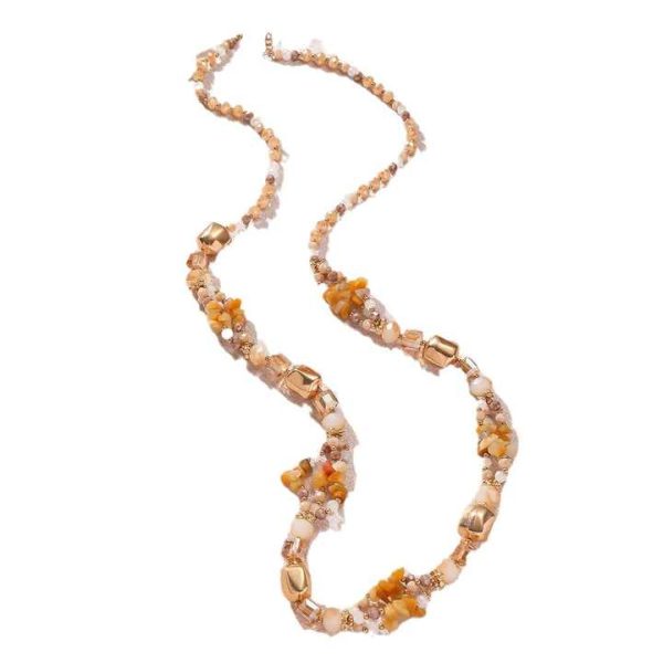 Jiojew Custom Wholesale Fashion Fine Handmade Natural Stone Jewelry Crystal Bohemia Long Sweater Chain Necklace for Women