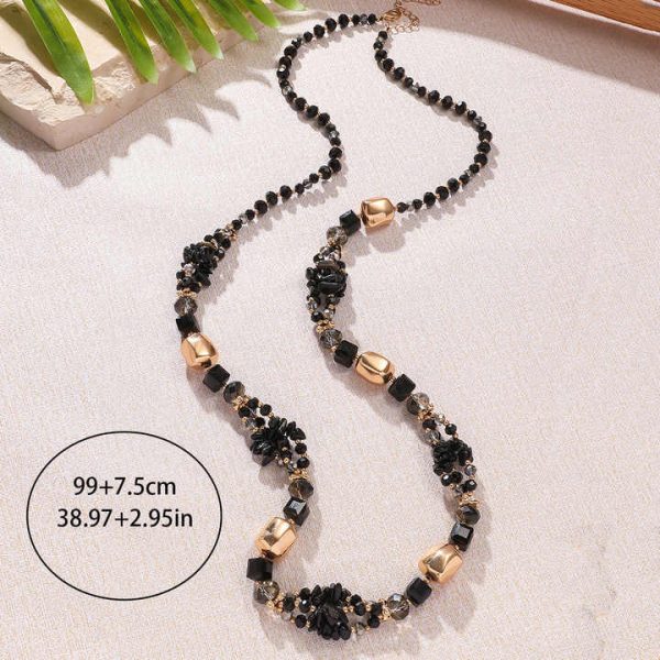 Jiojew Custom Wholesale Fashion Fine Handmade Natural Stone Jewelry Crystal Bohemia Long Sweater Chain Necklace for Women