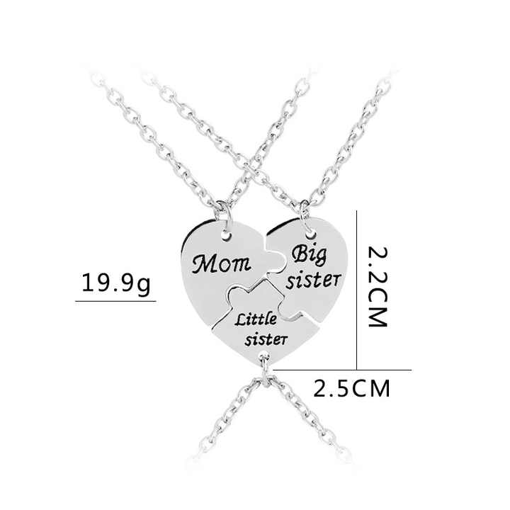 Fashion Creative Mom Big Sister and Little Sister Three Pieces Birthday Necklace Splicing Lettering Gift Necklace