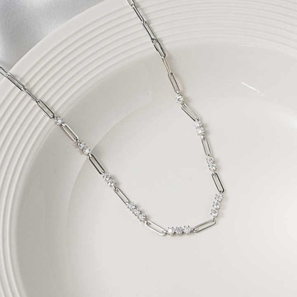 2025 New 14K Gold Plated S925 Silver Claw Simple Design Moissanite Diamond Chain Necklace With Pendant Fashionable Necklace