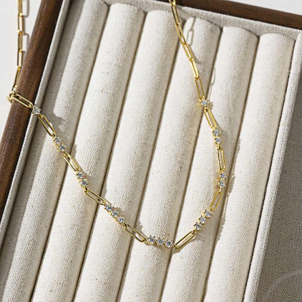 2025 New 14K Gold Plated S925 Silver Claw Simple Design Moissanite Diamond Chain Necklace With Pendant Fashionable Necklace