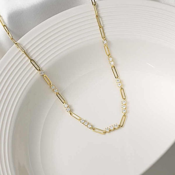 2025 New 14K Gold Plated S925 Silver Claw Simple Design Moissanite Diamond Chain Necklace With Pendant Fashionable Necklace