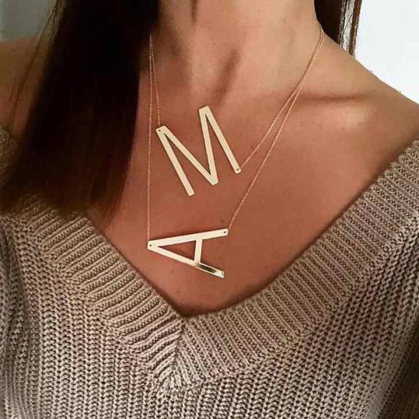Fashion Initial Alphabet Letter Necklace Custom Name Necklaces Stainless Steel Necklace Initial