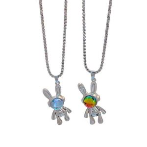 Trendy Alloy Space Rabbit Necklace for Women Long Sweater Chain Punk Hip Hop Jewelry Accessory