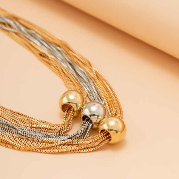 Punk Big Ball Pendant Choker Clavicle Link Grunge Jewelry Steampunk Exaggerated Twisted Chunky Chain Necklace for Women