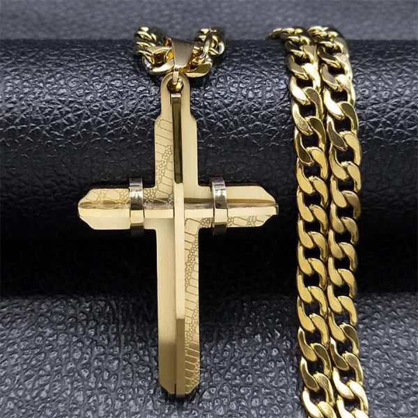 Fashion Jewelry Religious Jesus Cross Necklace Stainless Steel Cross Pendants for Men Sweater Necklace